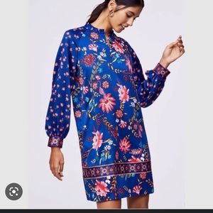 NWT LOFT wildflower satin shift dress floral print size XSP
